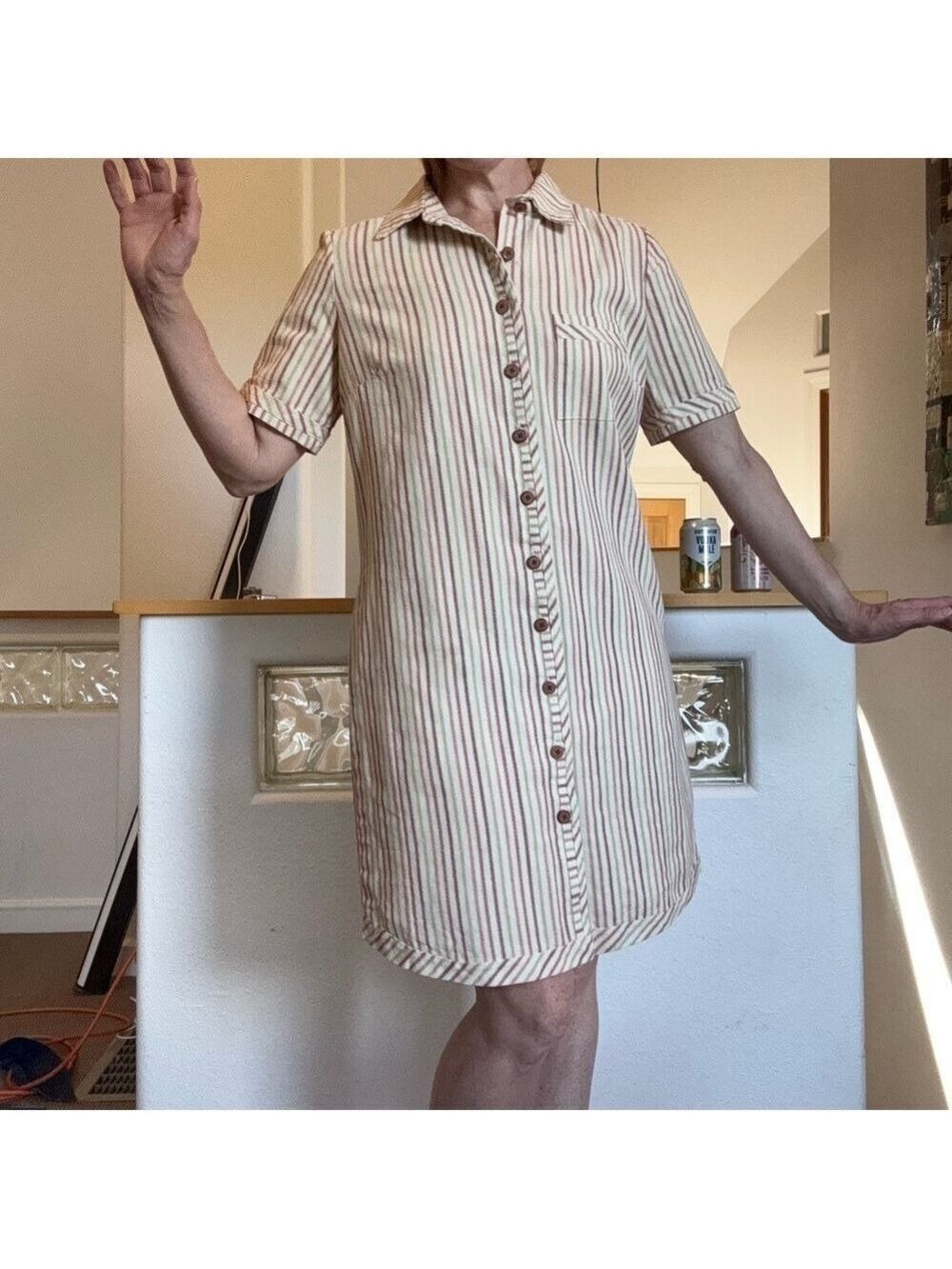☀️ STRIPED Canvas Shirt Dress - Picture 16 of 16